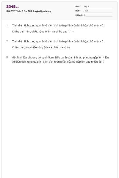 Giải VBT Toán 5 Bài 109: Luyện tập chung