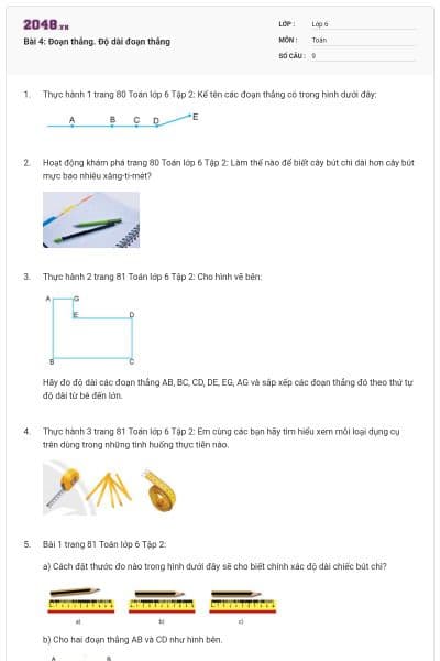 Bài 4: Đoạn thẳng. Độ dài đoạn thẳng