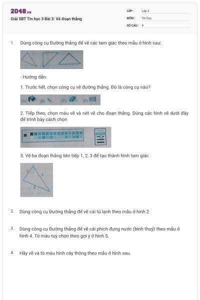Giải SBT Tin học 3 Bài 3: Vẽ đoạn thẳng
