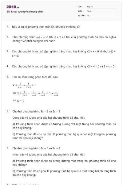 Bài 1: Đại cương về phương trình