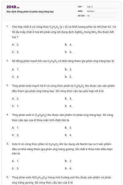 Xác định đồng phân từ phản ứng tráng bạc