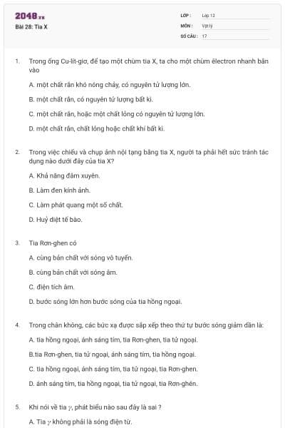 Bài 28: Tia X