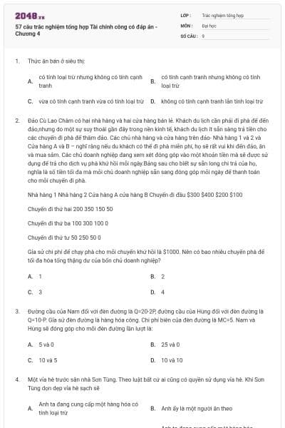 57 câu trắc nghiệm tổng hợp Tài chính công có đáp án - Chương 4