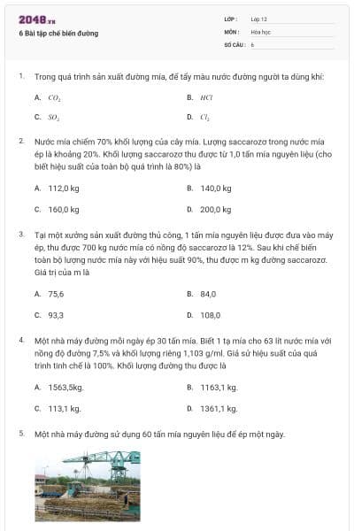 6 Bài tập chế biến đường