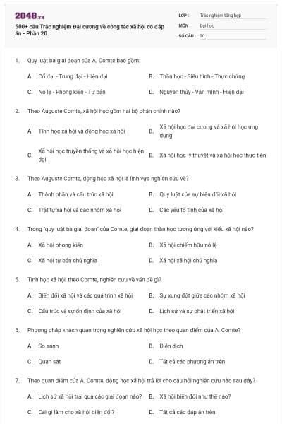 500+ câu Trắc nghiệm Đại cương về công tác xã hội có đáp án - Phần 20
