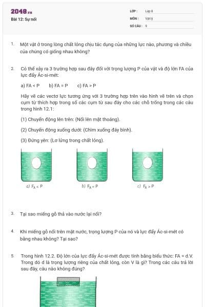 Bài 12: Sự nổi