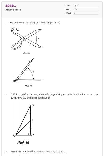 Bài 3: Số đo góc
