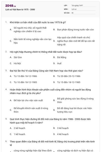 Lịch sử Việt Nam từ 1975 - 2000