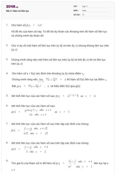 Bài 3: Hàm số liên tục