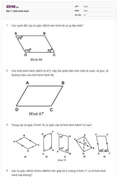 Bài 7: Hình bình hành