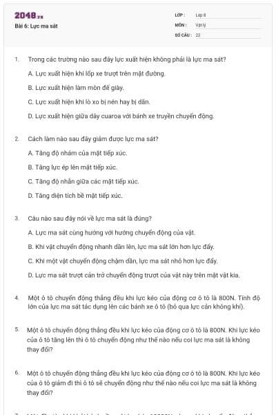 Bài 6: Lực ma sát
