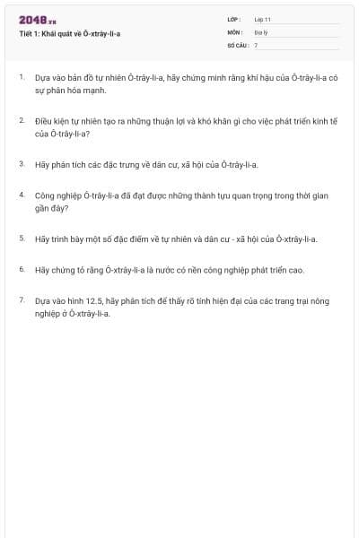 Tiết 1: Khái quát về Ô-xtrây-li-a