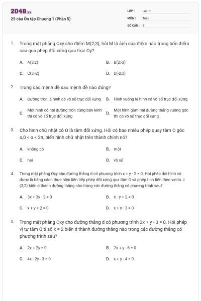 25 câu Ôn tập Chương 1 (Phần 5)
