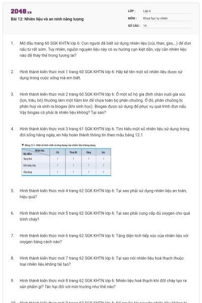 Bài 12: Nhiên liệu và an ninh năng lượng
