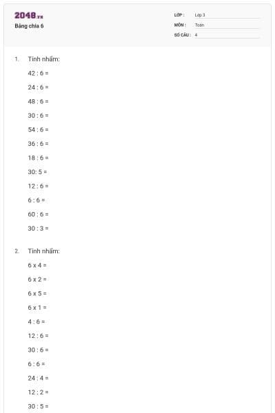 Bảng chia 6