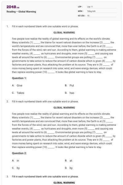 Reading – Global Warming
