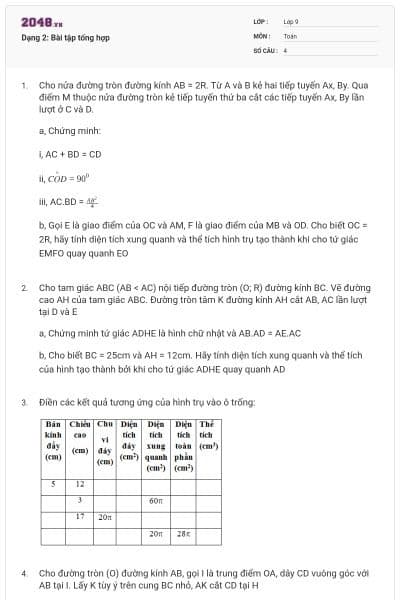 Dạng 2: Bài tập tổng hợp