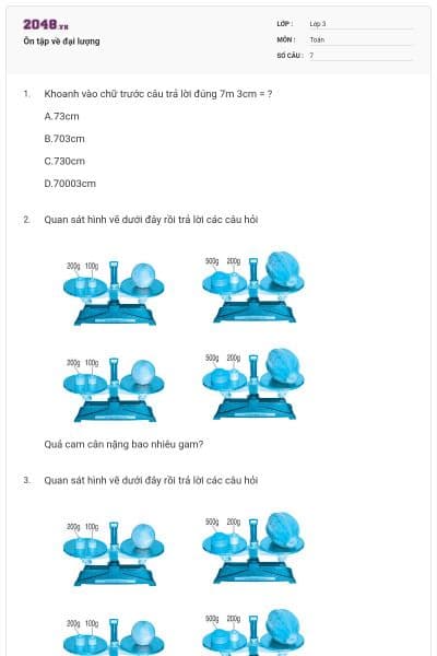 Ôn tập về đại lượng