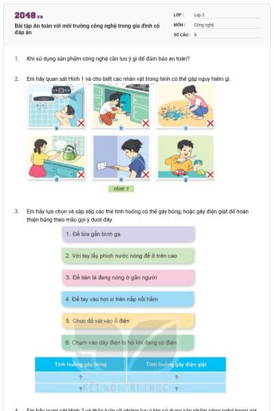 Bài tập An toàn với môi trường công nghệ trong gia đình có đáp án