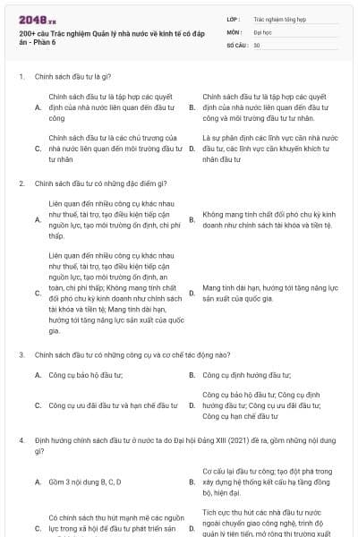 200+ câu Trắc nghiệm Quản lý nhà nước về kinh tế có đáp án - Phần 6