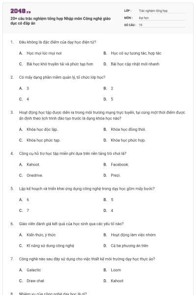 20+ câu trắc nghiệm tổng hợp Nhập môn Công nghệ giáo dục có đáp án