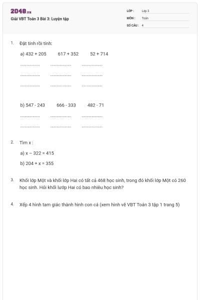 Giải VBT Toán 3 Bài 3: Luyện tập