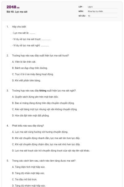 Bài 40. Lực ma sát