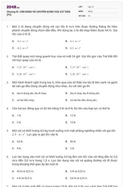 Chương III. CÂN BẰNG VÀ CHUYỂN ĐỘNG CỦA VẬT RẮN (P3)