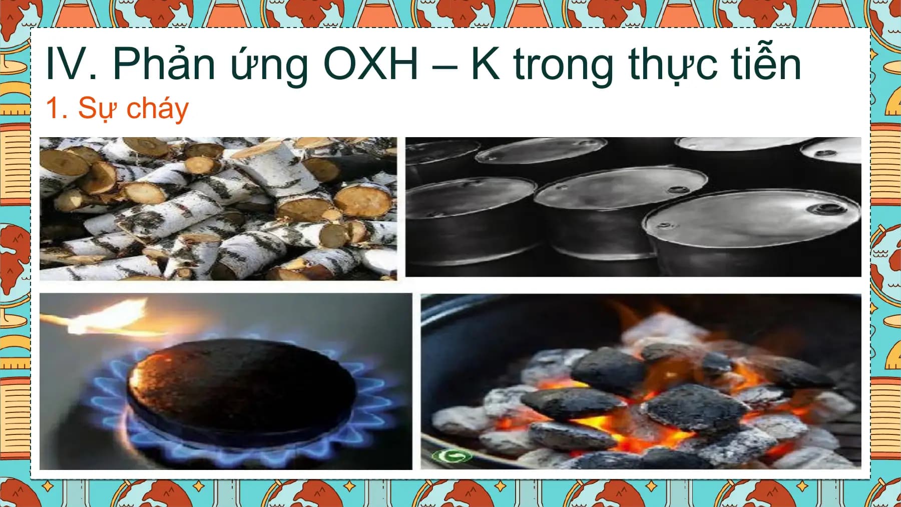 IV. Phản ứng OXH – K trong thực tiễn
1. Sự cháy