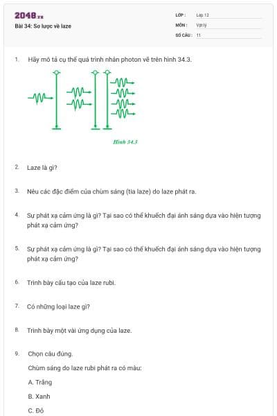 Bài 34: Sơ lược về laze