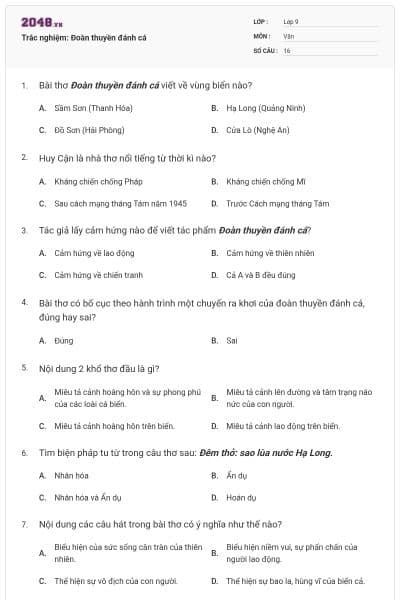 Trắc nghiệm: Đoàn thuyền đánh cá