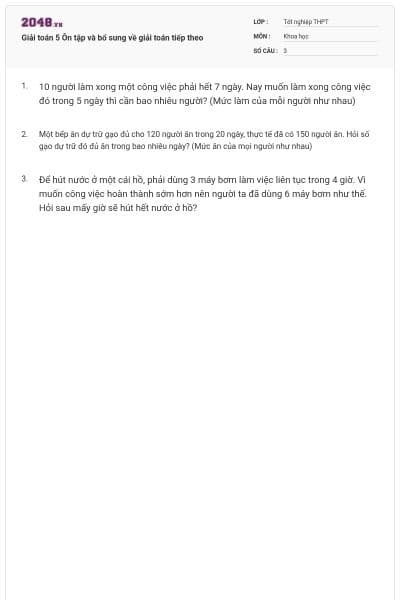Giải toán 5 Ôn tập và bổ sung về giải toán tiếp theo