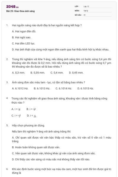 Bài 25: Giao thoa ánh sáng