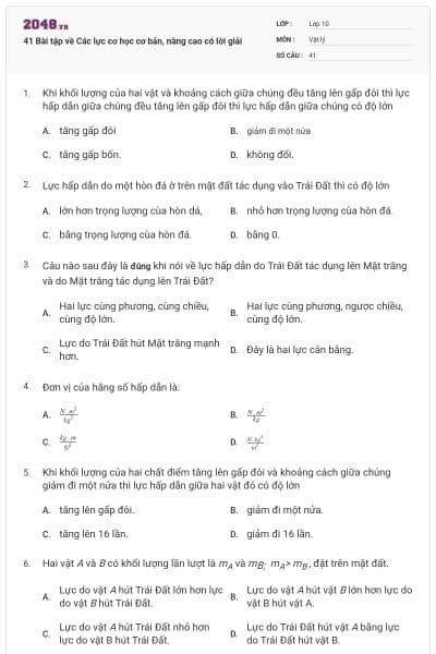 41 Bài tập về Các lực cơ học cơ bản, nâng cao có lời giải