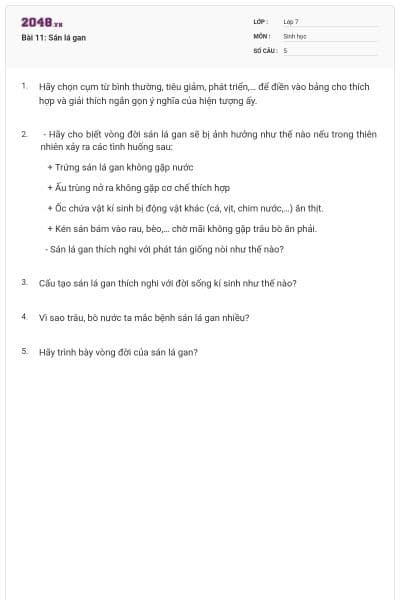 Bài 11: Sán lá gan