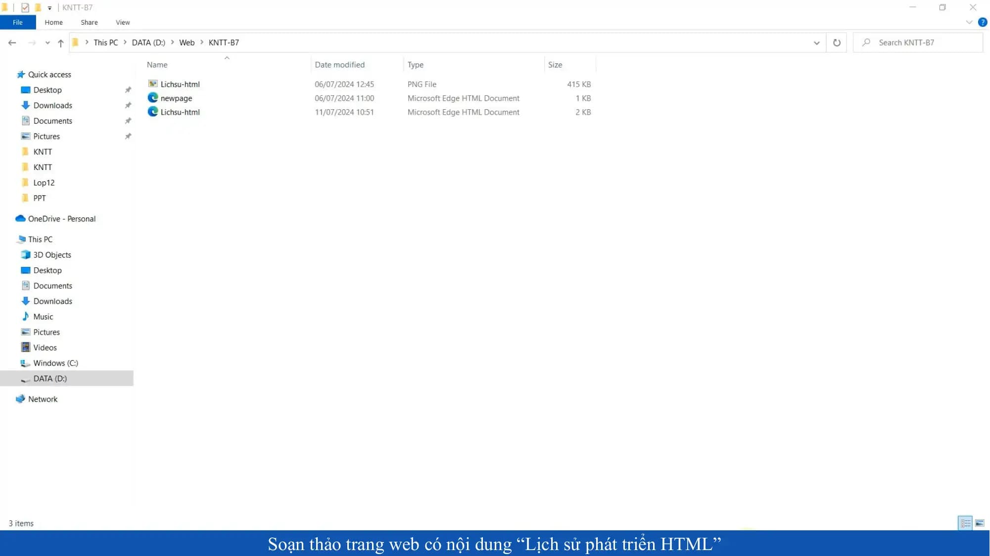 Soạn thảo trang web có nội dung “Lịch sử phát triển HTML”