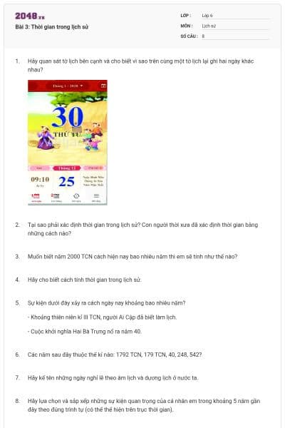 Bài 3: Thời gian trong lịch sử