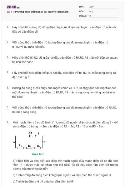 Bài 11: Phương pháp giải một số bài toán về toàn mạch