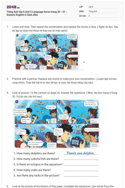 Tiếng Anh lớp 6 Unit 3 Language focus trang 30 - 31 - Explore English 6 Cánh diều