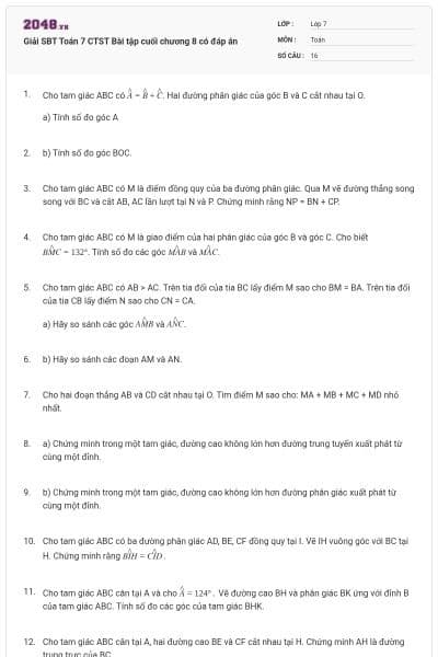 Giải SBT Toán 7 CTST Bài tập cuối chương 8 có đáp án