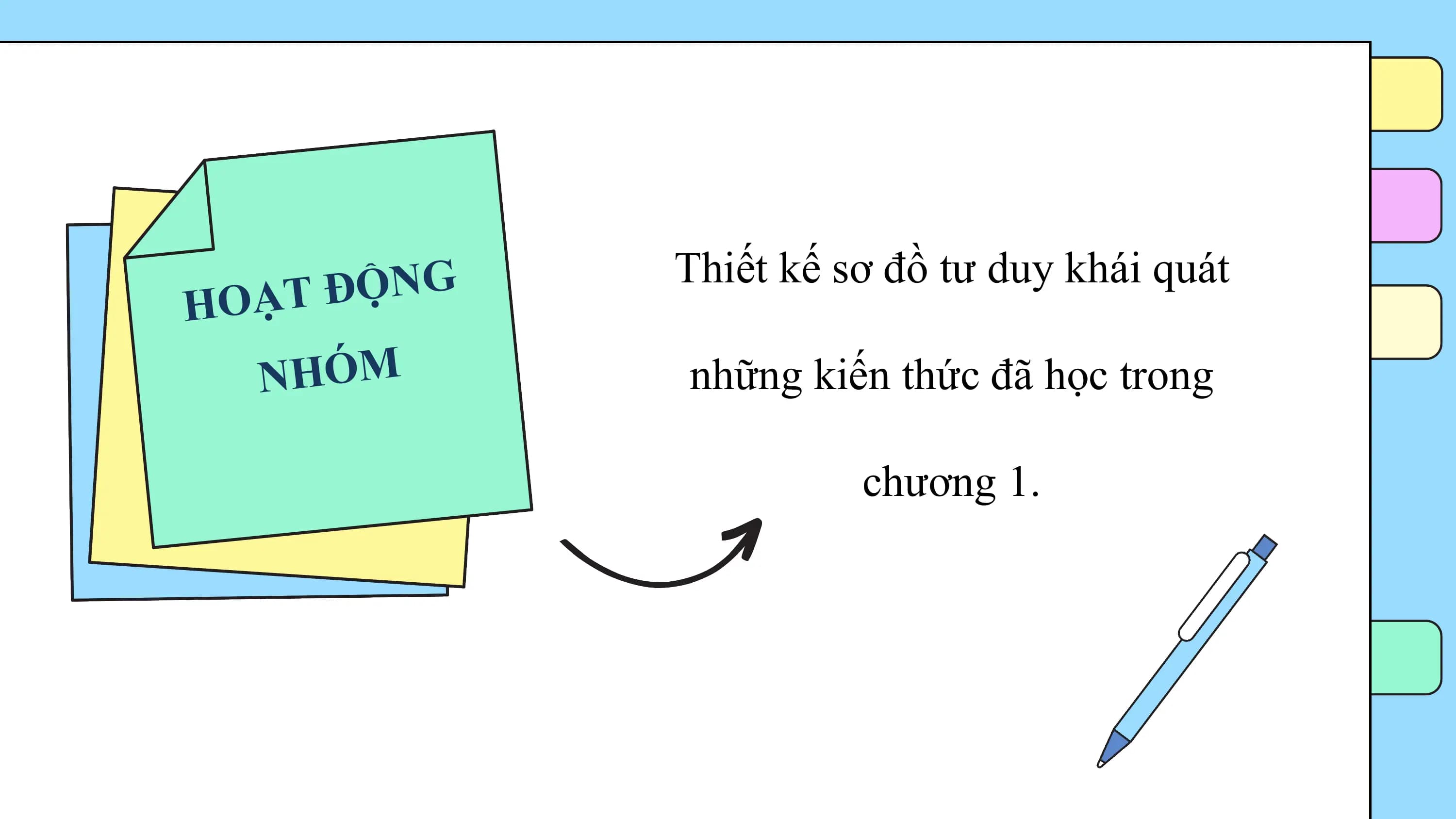 Đ Ộ NG Thiết kế sơ đồ tư duy khái quát
H OẠT
 NHÓM những kiến thức đã học trong

 chương 1.