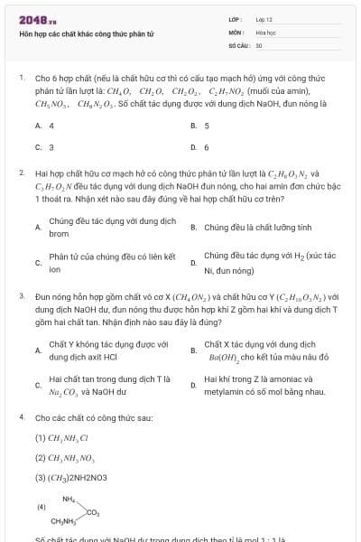 Hỗn hợp các chất khác công thức phân tử