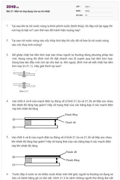 Bài 21: Một số ứng dụng của sự nở nhiệt