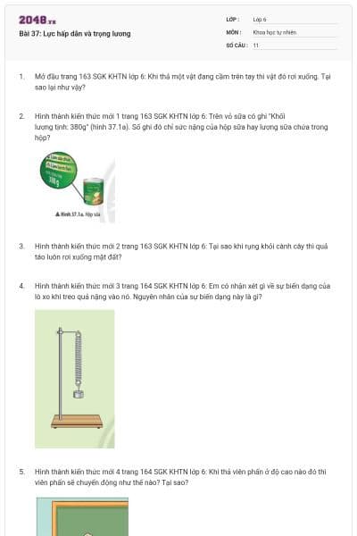 Bài 37: Lực hấp dẫn và trọng lương