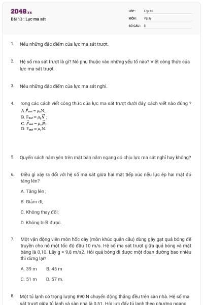 Bài 13 : Lực ma sát