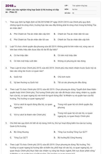 1500+ câu trắc nghiệm tổng hợp Quản lý thị trường có đáp án - Phần 22