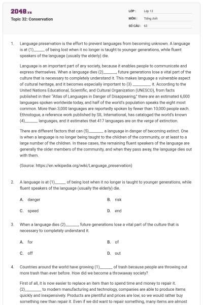Topic 32: Conservation