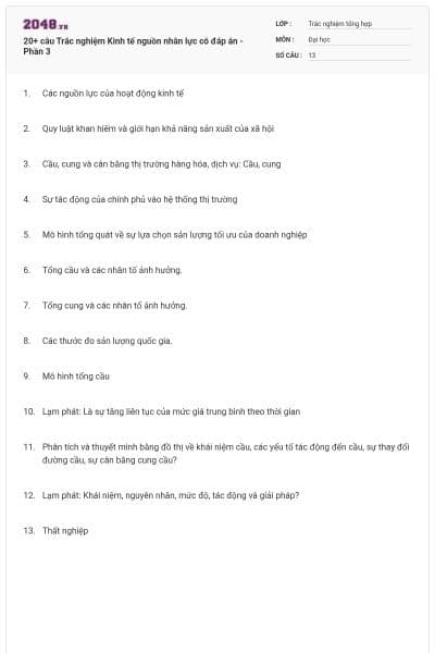 20+ câu Trắc nghiệm Kinh tế nguồn nhân lực có đáp án - Phần 3