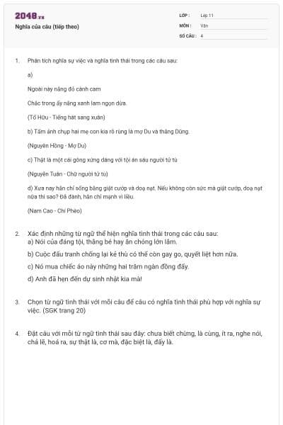 Nghĩa của câu (tiếp theo)