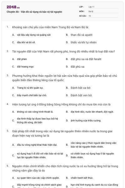 Chuyên đề - Vấn đề sử dụng và bảo vệ tài nguyên